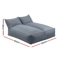 Artiss Outdoor Bean Bag Chair Cover (No Filler) 2 Seater Beanbag Lounge Sofacover Adults Splash-Proof Large Bean Bag Cover for Patio Poolside Relaxing Indoor, Grey