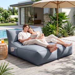 Artiss Outdoor Bean Bag Chair Cover (No Filler) 2 Seater Beanbag Lounge Sofacover Adults Splash-Proof Large Bean Bag Cover for Patio Poolside Relaxing Indoor, Grey