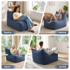 Artiss Bean Bag Chair Cover (No Filler) Soft Corduroy Stuffed Animal Storage Bean Bag Cover for Adults, Washable Lazy Sofa Cover for Living Room Bedroom, Blue