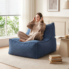 Artiss Bean Bag Chair Cover (No Filler) Soft Corduroy Stuffed Animal Storage Bean Bag Cover for Adults, Washable Lazy Sofa Cover for Living Room Bedroom, Blue