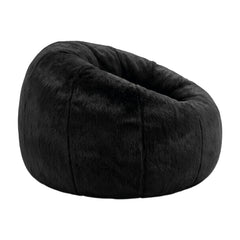 Artiss Bean Bag Chair Cover (No Filler) Soft Faux Fur Beanbag Cover Large Round Stuffed Animal Storage Bean Bag Cover Washable Lazy Sofa Cover for Adults Kids Teens, Black