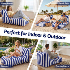 Artiss Outdoor Bean Bag Chair with Filler Splash-Proof Beanbag Lounge DIY Stuffed Animal Storage Bean Bag Washable for Patio Poolside Relaxing, Blue
