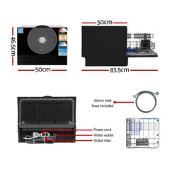 Devanti 6-Place Setting Benchtop Dishwasher 50cm Black