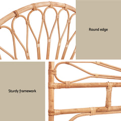 Artiss Bed Headboard Double Bedhead Rattan - MARI Pine