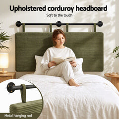 Artiss Wall Mounted Headboard King Single Corduroy Upholstered Hanging Bed Head