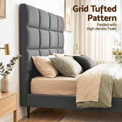 Artiss Bed Headboard Queen Bedhead Linen Fabric Charcoal