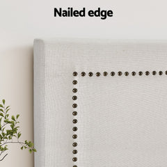 Artiss Bed Frame Bed Head Headboard Queen Fabric - RIVE Beige