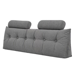 Artiss Headboard Pillow Queen Wedge Backrest Triangular with 2 Cushions Grey