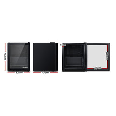 Devanti 46L Bar Fridge Glass Door Black