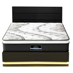 Artiss RGB LED Queen Bed Frame with 32cm Giselle Mattress Set