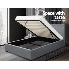 Artiss Bed Frame King Single Size Gas Lift Grey NINO
