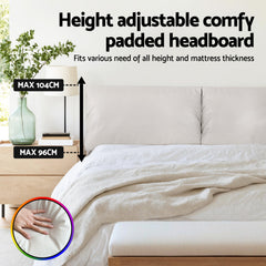 Artiss Double Bed Frame RGB LED Floating Beds Adjustable Headboard Beige White