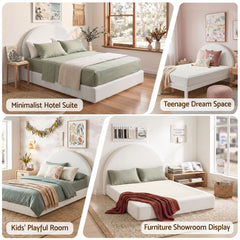 Artiss Double Bed Frame Boucle Fabric Vacuum Compressed Beds Removable Washable Cover No-Assembly