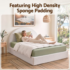 Artiss Queen Bed Frame Boucle Fabric Vacuum Compressed Beds Removable Washable Cover No-Assembly
