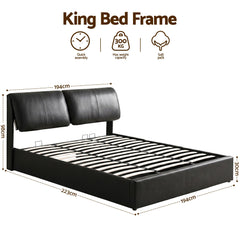 Artiss King Bed Frame Gas Lift Storage 3 Drawers Adjustable Headboard Platform Bed Black