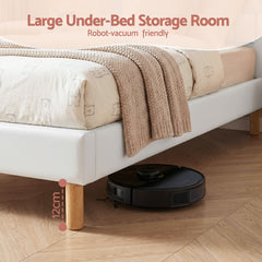 Artiss Kids King Single Bed Frame Bear Ears Headboard Upholstered Leather Platform Bed for Child