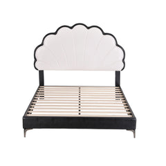Artiss Double Bed Frame with Adjustable Shell Headboard and PVC Upholstery