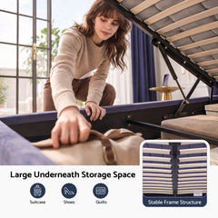 Artiss Double Bed Frame with Lift Up Storage and USB Ports Grey