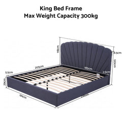 Artiss King Bed Frame with Lift Up Storage and USB Ports Grey
