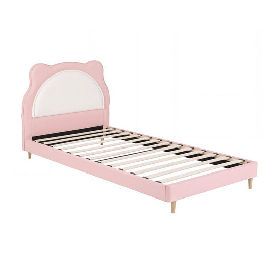 Artiss King Single Pink Kids Bed Frame for Girls Bedroom Cute Animal Upholstered