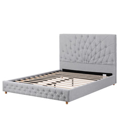 Artiss Queen Bed Frame with Tufted Headboard and Plywood Slats Grey