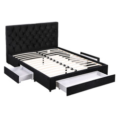 Artiss Double Bed Frame Storage Charging Station Upholstered 3 Drawers USB Type-C