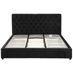Artiss King Bed Frame Storage Charging Station Upholstered 3 Drawers USB Type-C