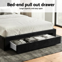 Artiss Queen Bed Frame Storage Charging Station Upholstered 3 Drawers USB Type-C