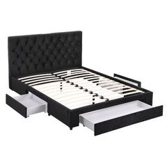 Artiss Queen Bed Frame Storage Charging Station Upholstered 3 Drawers USB Type-C