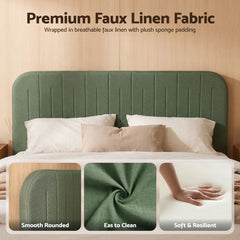 Artiss Queen Bed Frame, Green Fabric, Padded Headboard, 300kg Capacity
