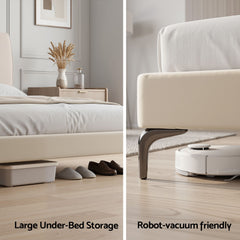 Artiss Double Bed Frame Upholstered Platform Bed with Tufted Headboard 300kg Support