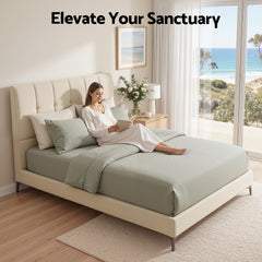 Artiss Queen Bed Frame Upholstered Platform Bed with Tufted Headboard 300kg Support