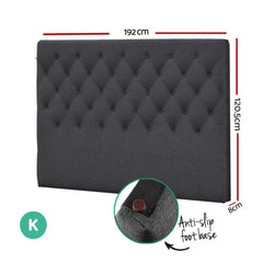 Artiss Bed Head Headboard King Size Fabric - CAPPI Charcoal
