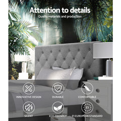 Artiss Bed Head Headboard King Single Size Fabric - CAPPI Grey