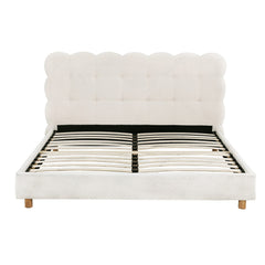 Artiss Double Bed Frame Cloud Headboard Boucle Fabric Mattress Platform Base White