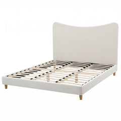 Artiss King Bed Frame with Boucle Headboard, Beige, 300kg Capacity