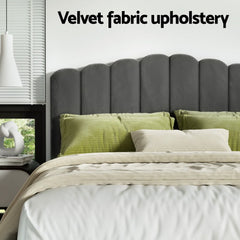 Artiss Bed Frame King Size Velvet Grey FION