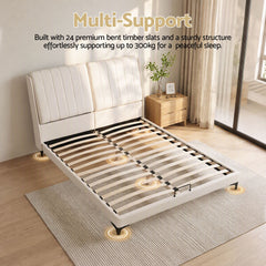 Artiss King Size Bed Frame with Adjustable Headboard, PU Leather