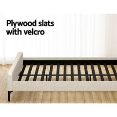 Artiss BedStory Queen Bed Frame with Mattress Set Platform Base Pocket Coil Linen Upholstered