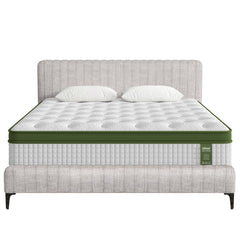 Artiss BedStory Queen Bed Frame with Mattress Set Platform Base Pocket Coil Linen Upholstered