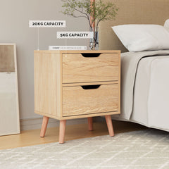 Artiss Gas Lift Queen Bed Frame and Bedside Table Set 2 Drawer Nightstand Bedroom Furniture Bundle