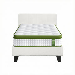 Artiss Single Bed Frame with Hybrid Mattress Set 30cm Medium Firm Platform Headboard Boucle Upholstered Pocket Coil for Pressure Relief