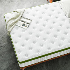 Artiss Single Bed Frame with Hybrid Mattress Set 30cm Medium Firm Platform Headboard Boucle Upholstered Pocket Coil for Pressure Relief