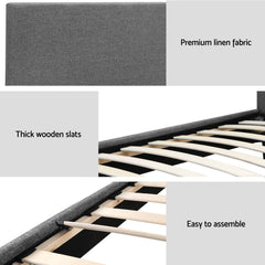 Artiss BedStory Single Bed Frame and Mattress Set, 30cm Hybrid Cooling Gel Mattress with Grey Upholstered Wooden Platform Base, Modern Bedroom Furniture Bundle