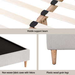 Artiss Queen Bed Frame with Storage Scalloped Velvet Headboard Wooden Platform Base