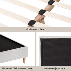 Artiss Queen Bed Frame Platform Bed Base Upholstered Headboard Linen Fabric Beige