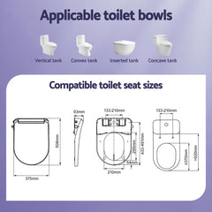 Cefito Electric Bidet Toilet Seat Washing Without Power Heated D-Shape Air Dryer