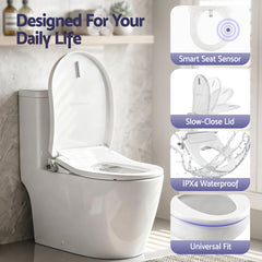 Cefito Electric Bidet Toilet Seat Washing Without Power Heated D-Shape Air Dryer