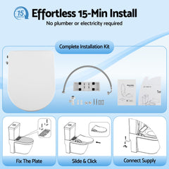 Cefito Non Electric Bidet Toilet Seat D-Shape Dual Nozzle Soft Close WaterMark DIY