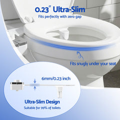 Cefito Non-Electric Ultra-Slim Bidet Attachment Detachable Bidet with Dual Nozzle Frontal & Rear Wash Adjustable Water Pressure Cold Water Toilet Bide